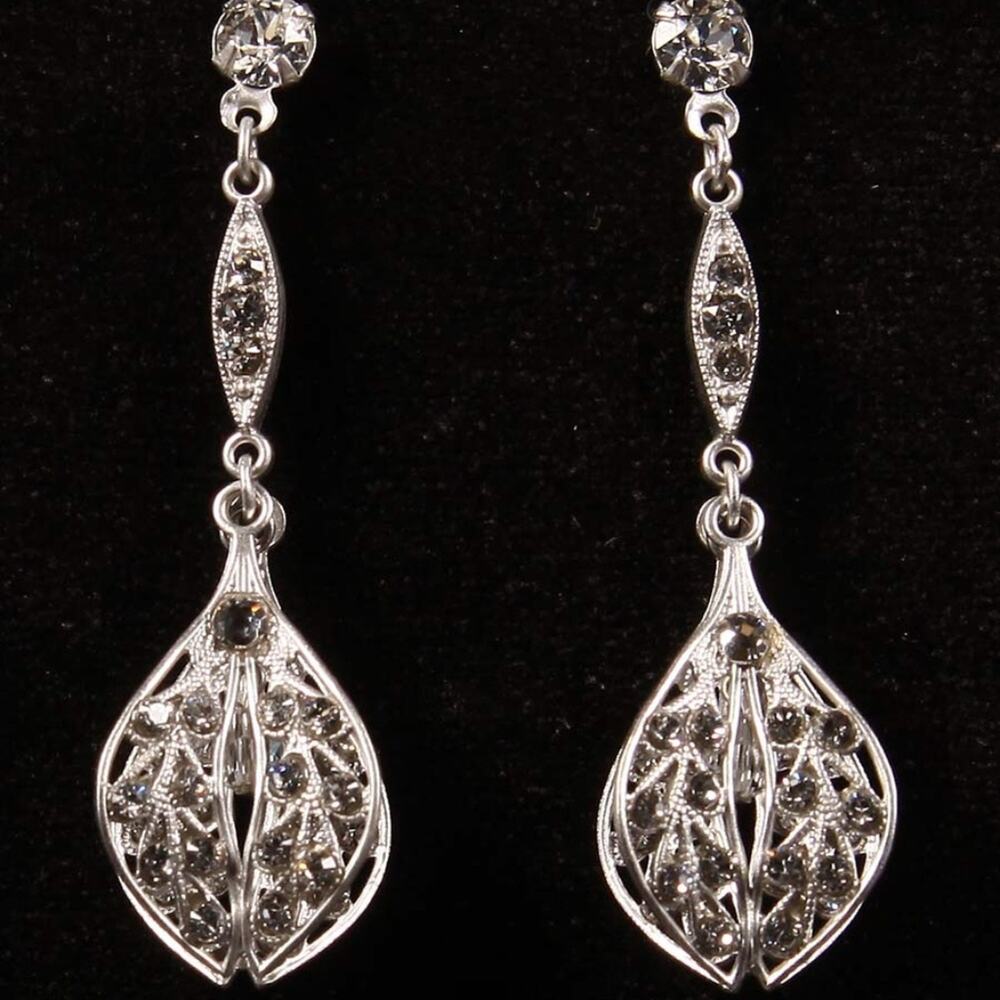 Paris by Debra Moreland Dance Machine Drop Crystal Earrings Bridal Formal